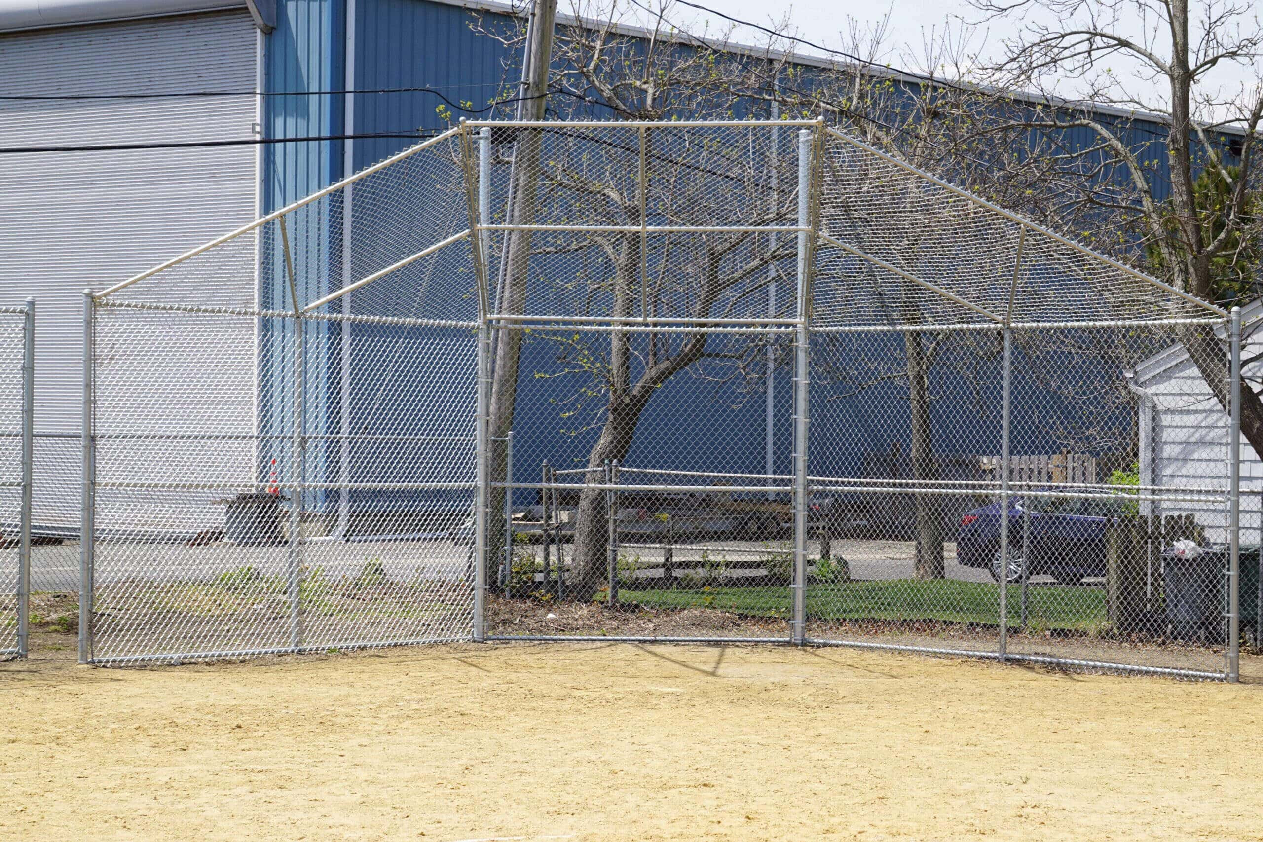 Baseball Field Galvanized Chain Link Wide view