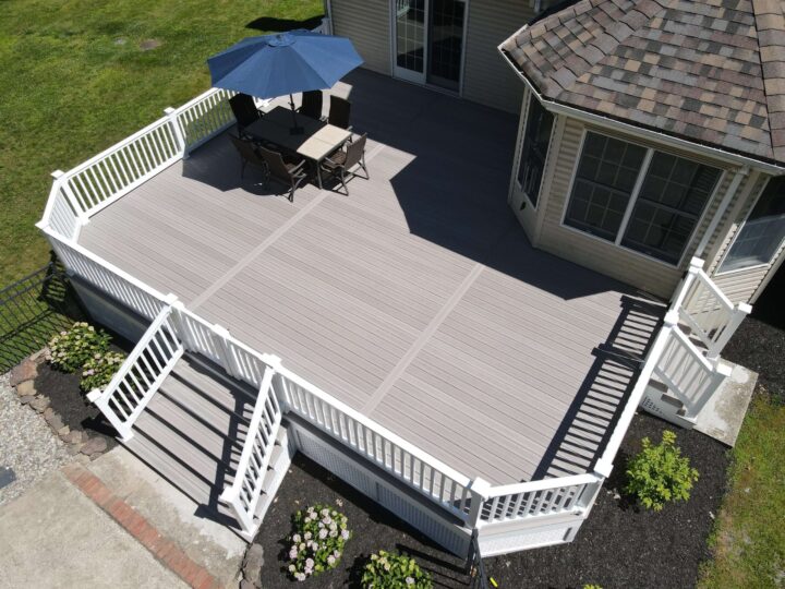 Composite Decking Near Me Freehold NJ Multi-level Deck With Glass Rail