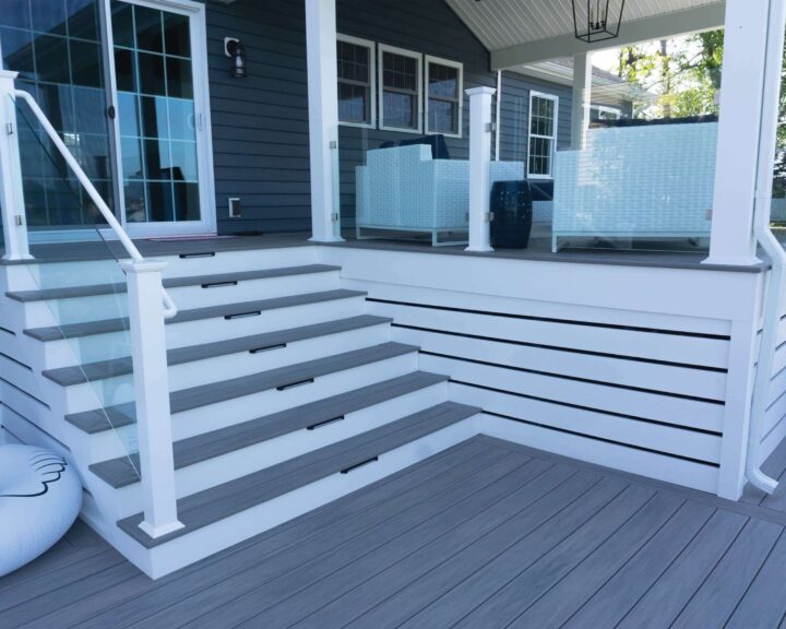 Glass Railing With Secondary ADA Rail Up Stairs
