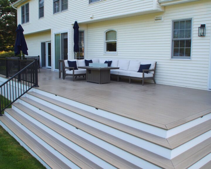 Wolf Beachwood Deck Stairs With LED Step Lights